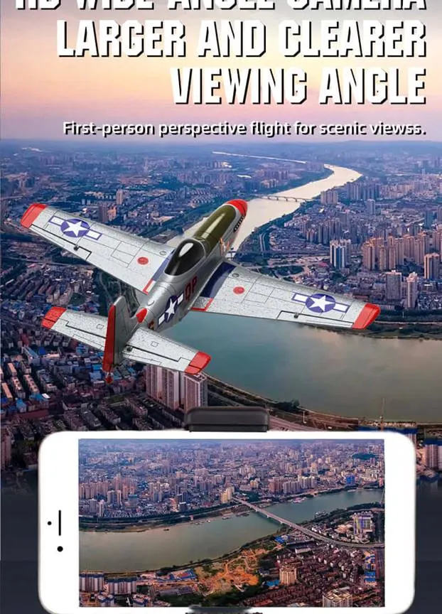 MOFLY P-51D 690mm Brushless RC Warbird, Optional FPV Camera & Phone Mount